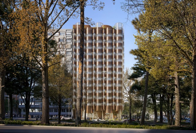 Visualización. Hotel General Perón 27 por BIG. Imagen cortesía de Ibervalles Socimi. Visualización. Hotel General Perón 27 por BIG. Imagen cortesía de Ibervalles Socimi.