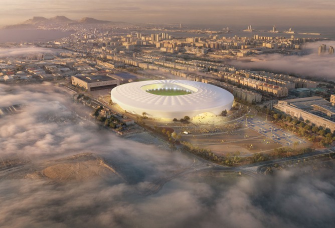 The Cloud, Gran Canaria Stadium by L35 Architects and Estudio 0710. Rendering by L35 Architects. The Cloud, Gran Canaria Stadium by L35 Architects and Estudio 0710. Rendering by L35 Architects.