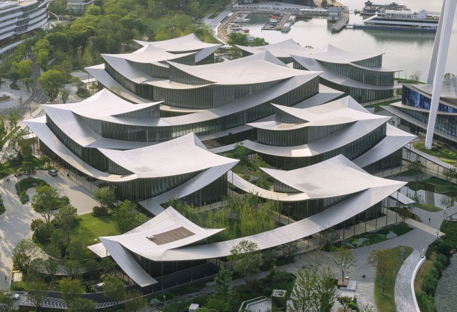 Suzhou Museum of Contemporary Art by BIG. Photograph by Ye Jianyuan.  