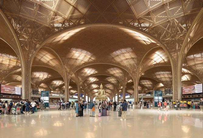 Aeropuerto Internacional Techo por Foster + Partners. Fotografía por Nigel Young. 