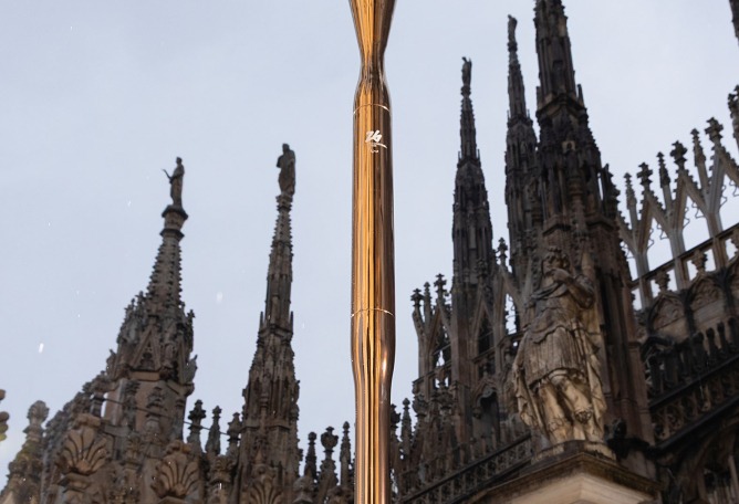 Olympic Torch for Milano Cortina 2026 by CRA. Photograph courtesy of CRA.