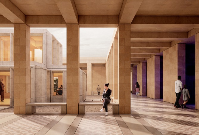 Museo del Bautismo de Jesús por Niall McLaughlin Architects. Visualización cortesía de Niall McLaughlin Architects. 