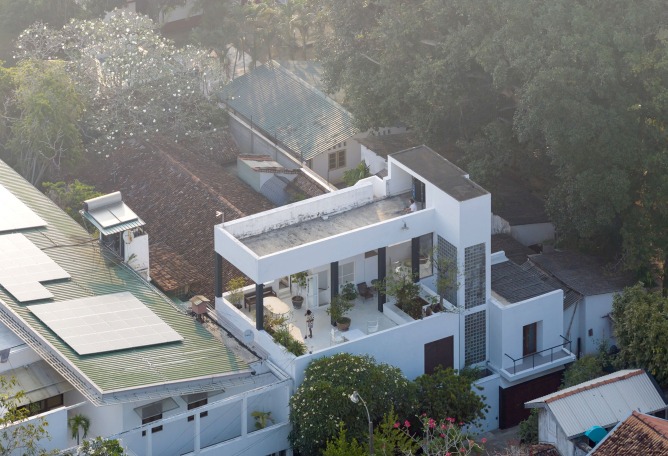 Aerial view, Number 11 [House for Geoffrey Bawa], Colombo, Sri Lanka. Photograph by Iwan Baan, 2026.