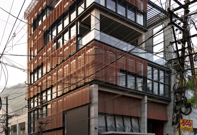 "Screened Spaces" by Studio UF+O. Photograph by Vivek Eadara.