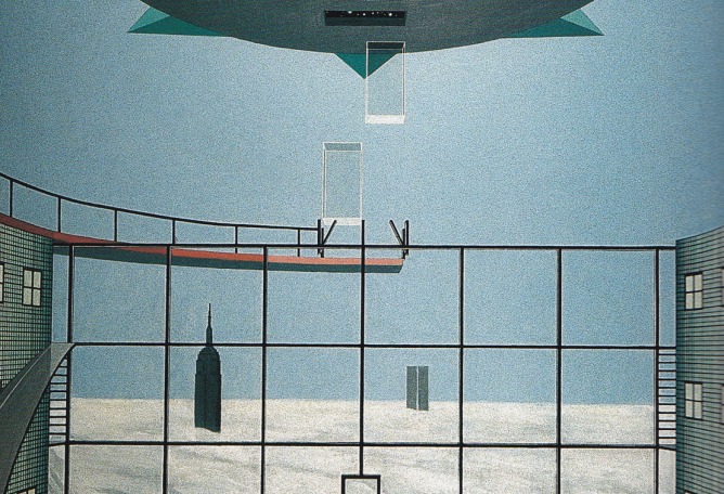 Elia Zenghelis, OMA, roof, Sphinx Hotel, Times Square, New York, 1975.