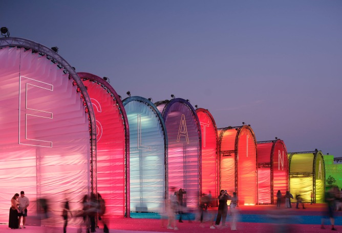 Macondo Park for Shakira’s Madrid Residency by BIG. Photograph by Adrià Goulà.