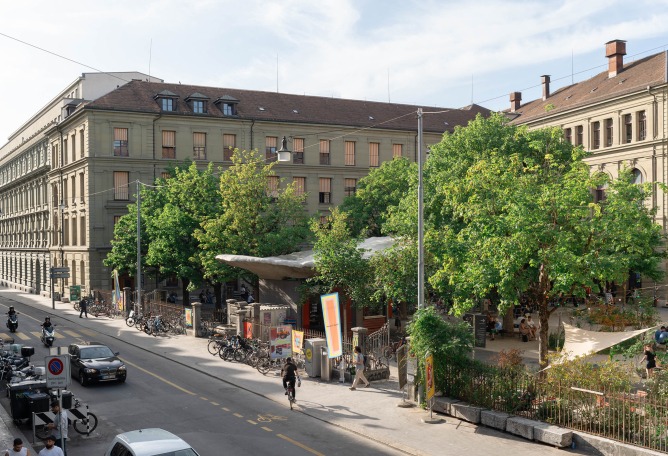 Redevelopment of the PROGR Courtyard in Berne, Switzerland by Salewski Nater Kretz, Miriam Sturzenegger  and bbz landschaftsarchitekten. Photograph by Daniela Valentini.