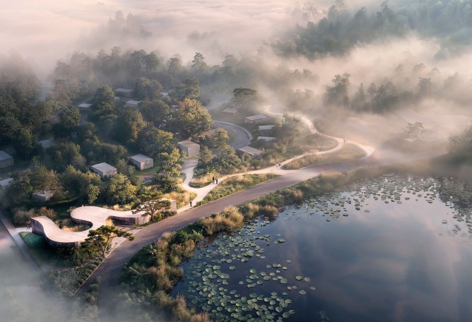 Render. Suseong Continuum by Ole Scheeren.