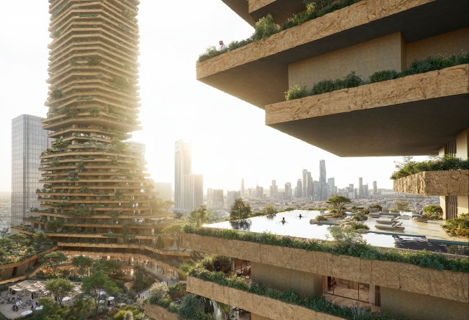 View of the “Riymar Towers” ​​pool, courtesy of Riymar Real Estate and Malcolm Reading Consultants. Rendering by JSWD.