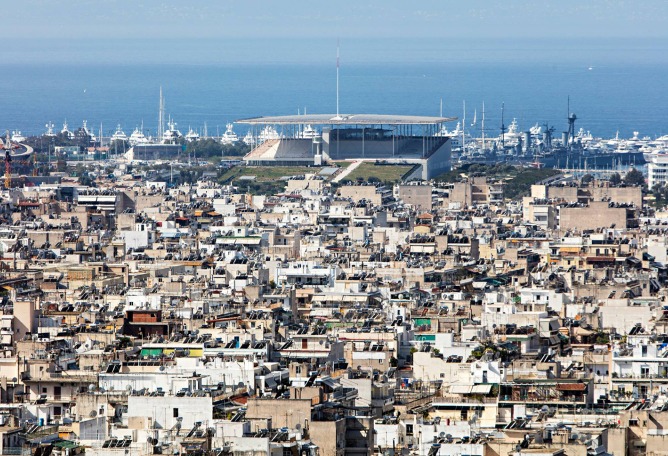 Exterior view. Stavros Niarchos Foundation Cultural Center by Renzo Piano. Photograph © Michel Denancé, courtesy of Renzo Piano and Stavros Niarchos Foundation.