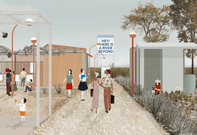 Runner-up. Europan 13. Hey! There is a river beyond by Oblò - officina di architettura with Filippo Pasini and Lorenzo Santosuosso.