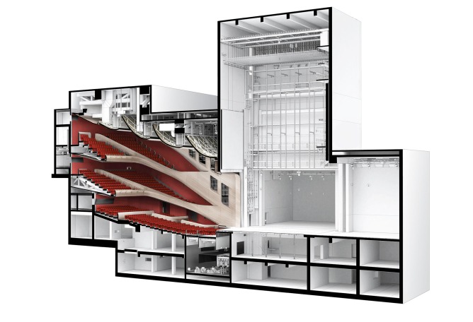 Lyric Theatre Section. Lyric Theatre Complex by UNStudio. Image by DBOX / UNStudio