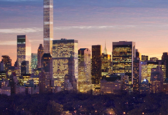 Visualización del rascacielos 432 Park Avenue diseñado por Rafael Viñoly. Imagen cortesía de RVAPC.