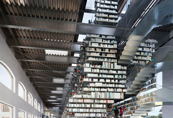 Interior de la Nueva Biblioteca de Bellas Artes en Cornell. Imagen vía Wolfgang Tschapeller ZT.