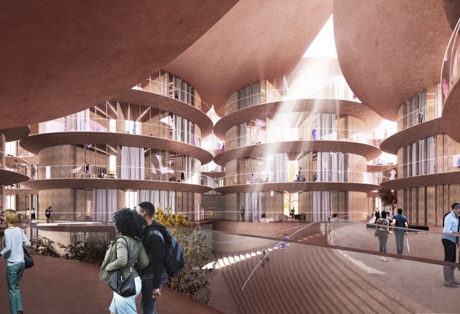 Rendering. New Center for Neurosciences and Psychiatry for Aarhus University by BIG. 