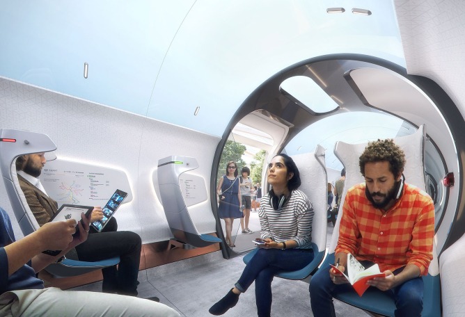 Rendering. 'Hyperloop Station' from Amsterdam to Frankfurt by UNSFutures. Image © Plompmozes