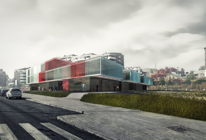 Visualización del exterior. Nueva sede de la Cruz Roja española en la ciudad de Ávila por ABLM Arquitectos. Imagen Cortesía de ABLM Arquitectos. 