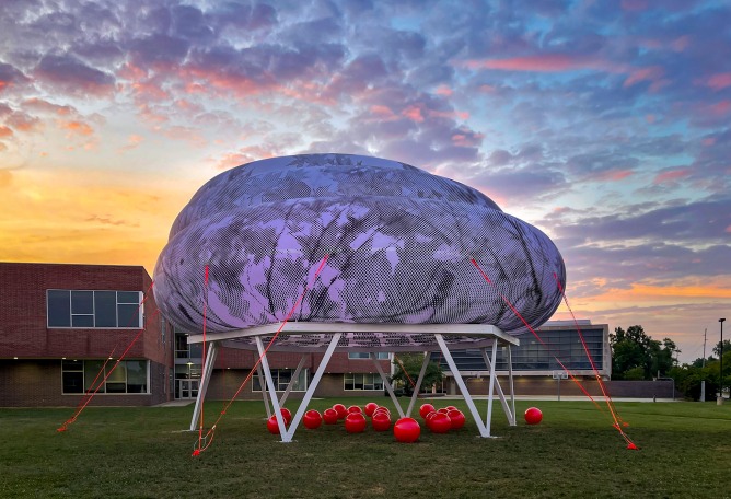 CLOUDROOM. Bioclimatic Outdoor Classroom by Ecosistema Urbano. Photograph by Hadley Fruits