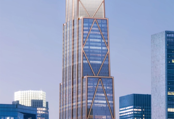 El rascacielos Midtown de 423 metros y 60 pisos será la torre totalmente eléctrica más grande de la ciudad de Nueva York con emisiones operativas netas cero. Visualización por DBOX para Foster + Partners