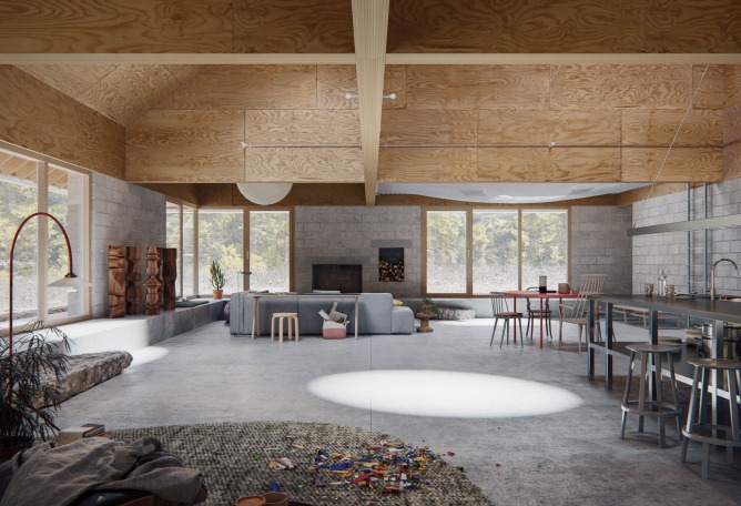 An interesting proposal about Nine Square Grid. House of Woodland by