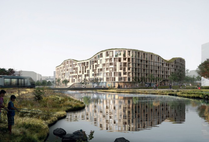 Visualización. Proyecto Living Landscape en Artún, Reikiavik por Jakob + MacFarlane. Imagen cortesía de Jakob + MacFarlane.