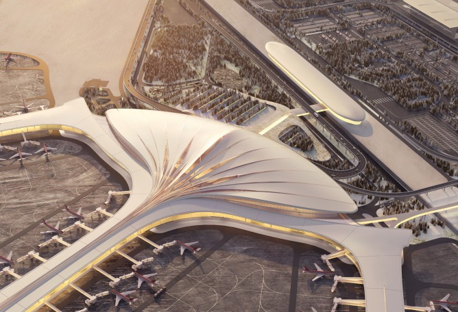 Rendering. Changchun Airport Terminal 3 by MAD Architects.
