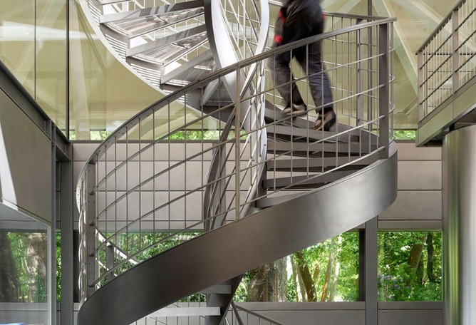 Stairs. New Winery for Château Margaux by Foster and Partners. Photography © Nigel Young / Foster + Partners. 