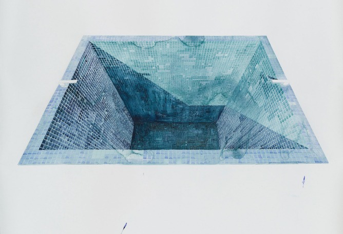 «El salto II» por Rachel Valdés, 2023. Acuarela sobre cartulina (90 x 115 cm). Imagen cortesía de Rachel Valdés.