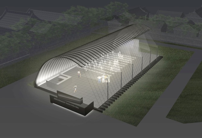 Visualización del Pabellón de la Serpentine 2018 en Pekín, diseñado por Jiakun Architects, © Jiakun Architects