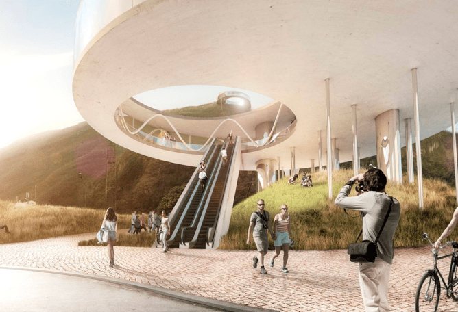 Acceso. Nuevo teleférico de Bolzano por Snøhetta. Imagen © Snøhetta.