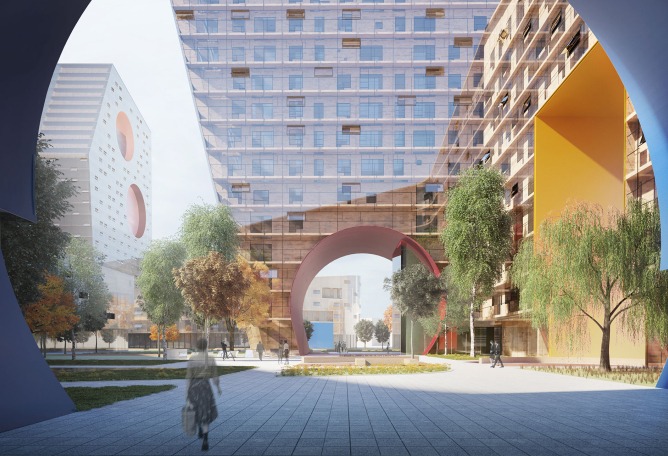 Rendering, gardens view. Steven Holl Architects Wins International Design Competition for New Residential Quarters in Moscow. Image courtesy of Steven Holl Architects