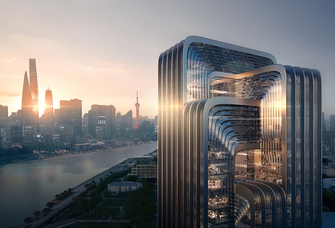 Zaha Hadid Architects to build CECEP's new headquarters. Courtesy of ZHA, Render by Negativ.com
