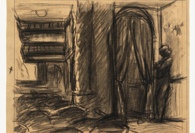 Edward Hopper (1882–1967). Study for New York Movie, 1938 or 1939. Tiza sobre papel, 8 3/8 x 10 15/16 in. (21.3 x 27.8 cm). Whitney Museum of American Art, New York; Josephine N. Hopper Bequest  70.100.