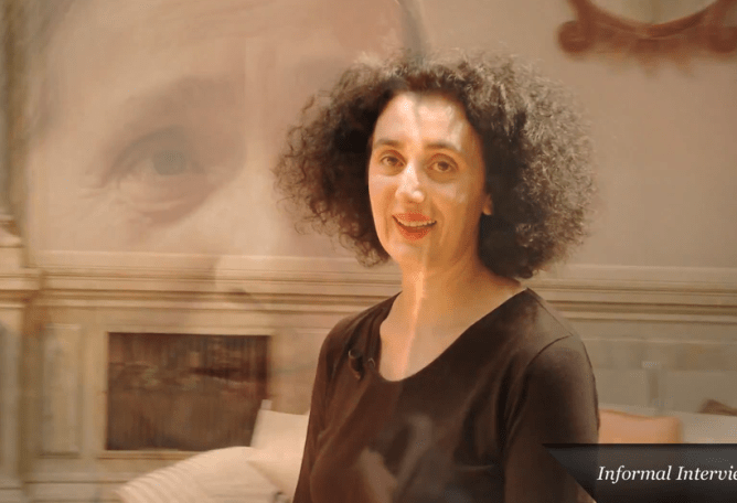 Video screenshot. Interview with Cristiana Morganti at the Venice Biennale 2012.