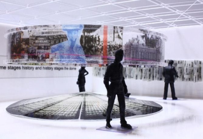 Conceived by AMO, 1912-2012. Chroniques d'un parcours créatif is an exhibition reflecting the store's unique formula of mixing culture with shopping under the iconic stained glass, built in 1912 by architect Ferdinand Chanut and the master glassmaker Jacques Gruber.