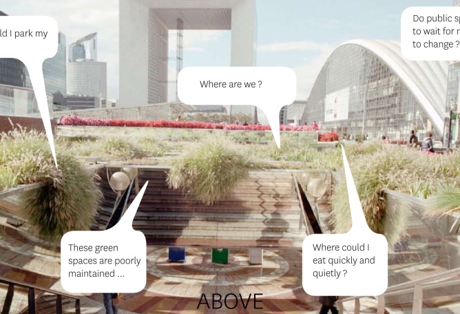 Imagen-collage divertido para el Masterplan en el distrito financiero de La Défense, París. Cortesía de AWP-HHF.